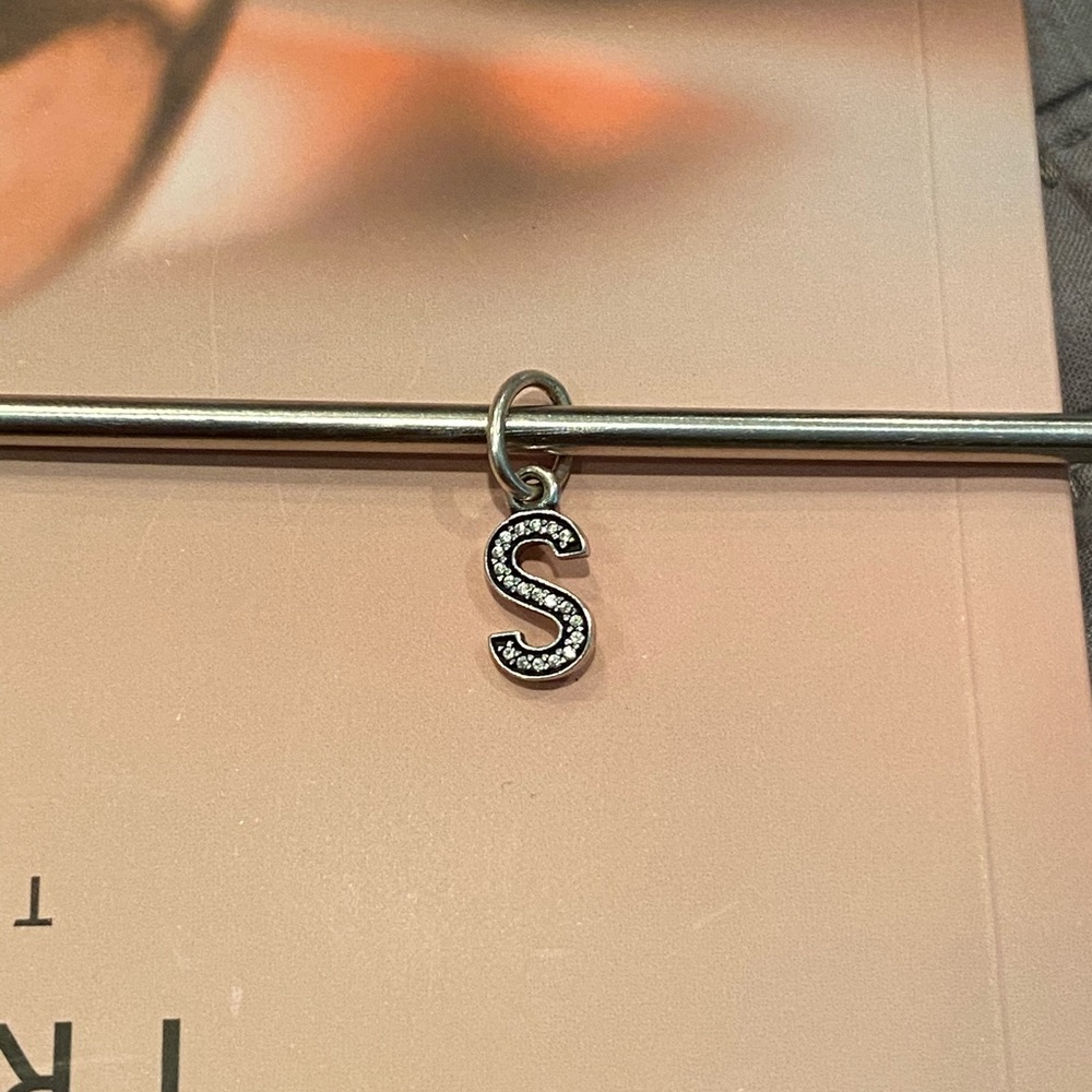 “S” pendant/ dangle charm in silver